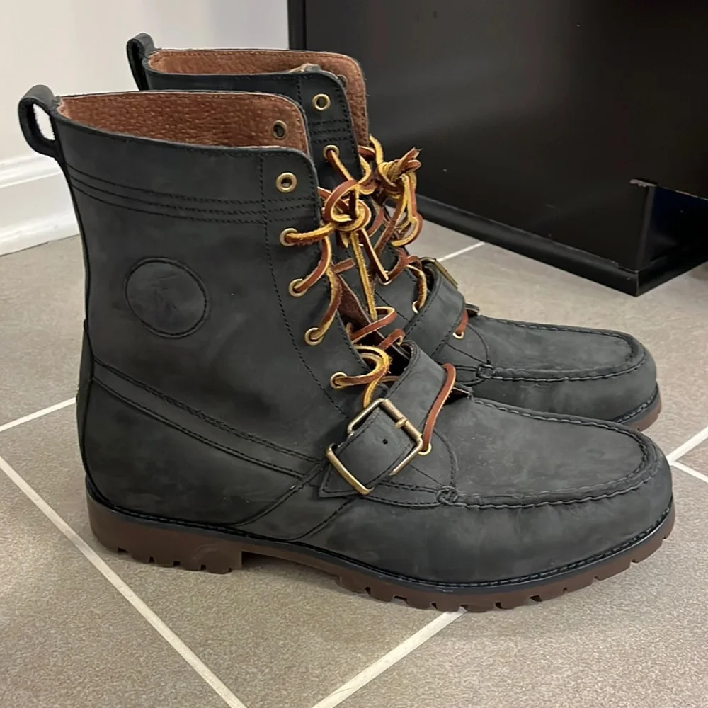 Polo Ralph Lauren Ranger County Boots Strap Grey nubuck Men’s Size 12